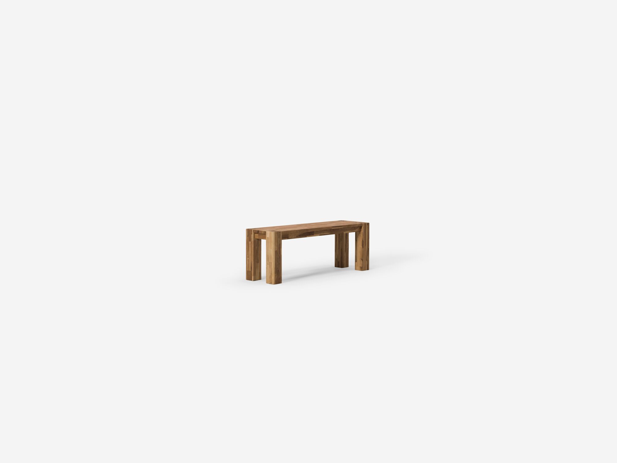 Angled view of the small Harvest modern dining bench